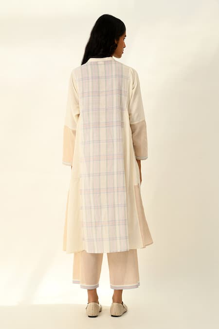 Shop_Payal Pratap_Ivory Handloom Cotton Collared Tunic _at_Aza_Fashions