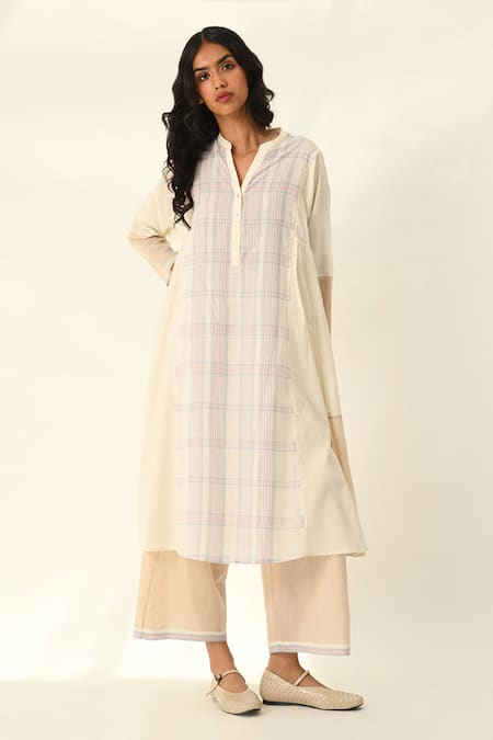 Payal Pratap Ivory Handloom Cotton Collared Tunic 