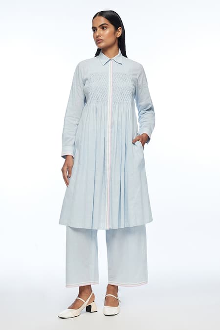 Payal Pratap Powder Blue Mollis Smocking Tunic 