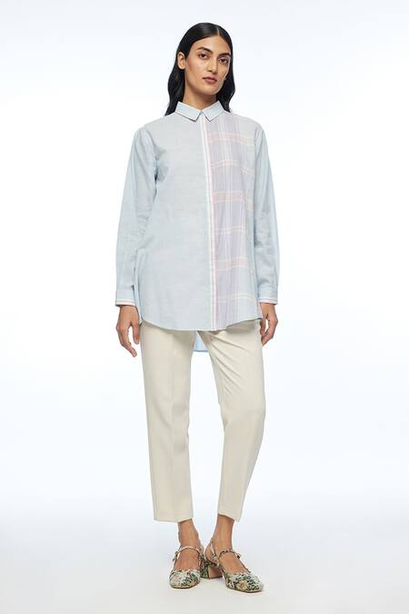 Payal Pratap Powder Blue Pouzinii Check Shirt 