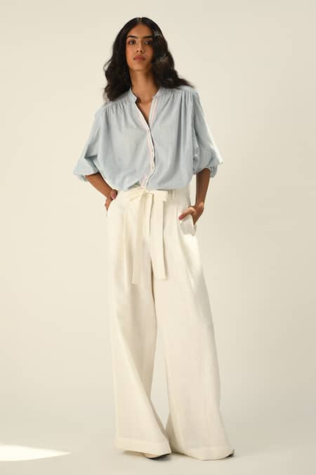 Payal Pratap Powder Blue Smocking Shirt 