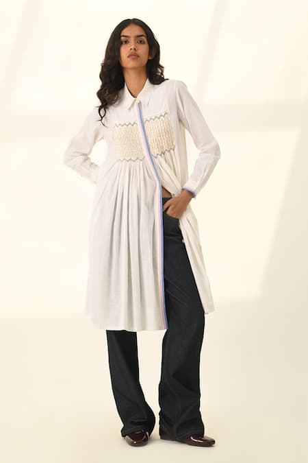 Payal Pratap Ivory Sertata Smocking Tunic 