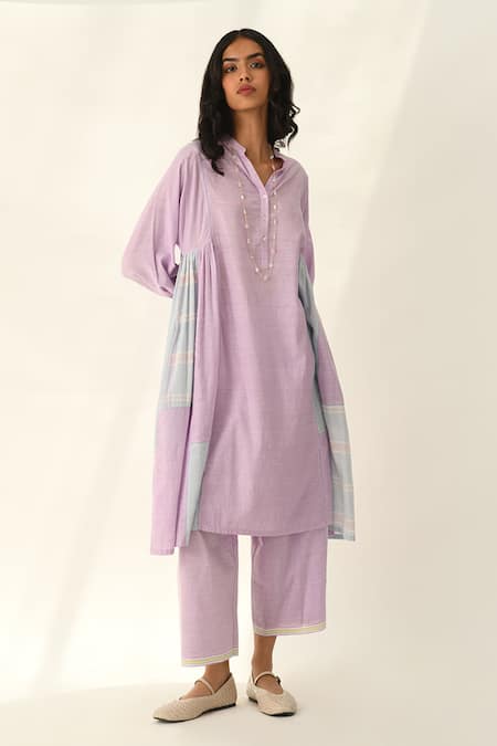 Buy_Payal Pratap_Purple Handloom Cotton Mujalis Elasticated Pant _Online_at_Aza_Fashions