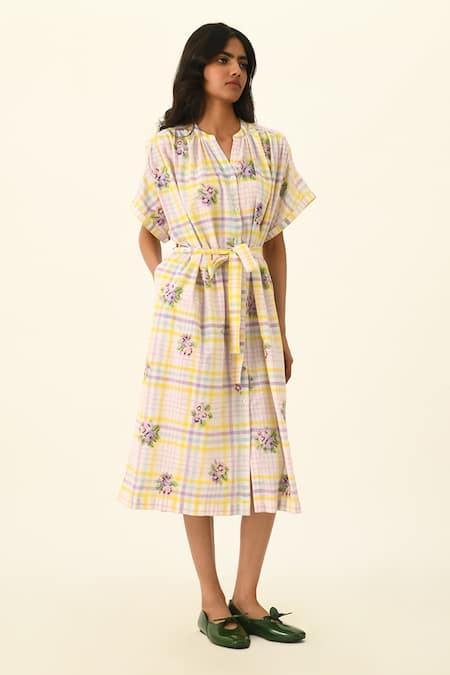 Payal Pratap Koreana Check Belted Dress 