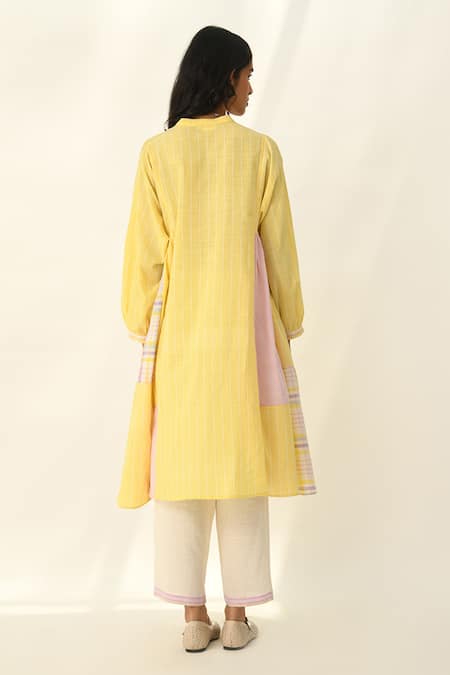 Payal Pratap Patchwork Panel Yellow Dress 