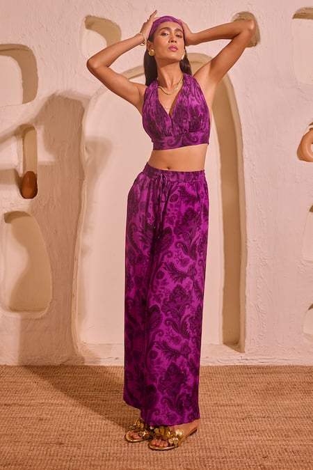 Nitara Dhanraj Label Iris Purple Designer Top & Pant Set 