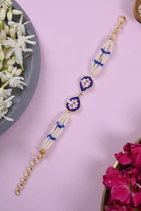 Shlok Jewels Jadau Kundan Rakhi with Gemstones 