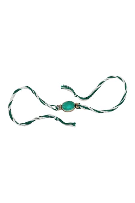 Sangeeta Boochra Emerald Grace Silver Rakhi 