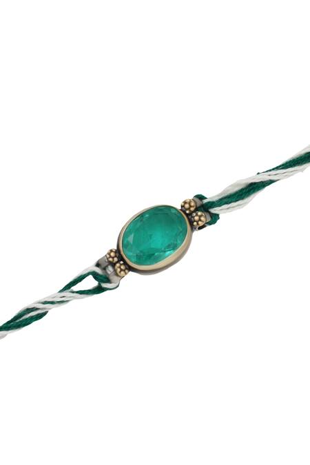 Sangeeta Boochra Silver Gemstones Emerald Grace Rakhi Online at Aza Fashions Sangeeta Boochra_Silver Gemstones Emerald Grace Rakhi _Online_at_Aza_Fashions