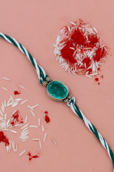 Sangeeta Boochra Emerald Grace Silver Rakhi 