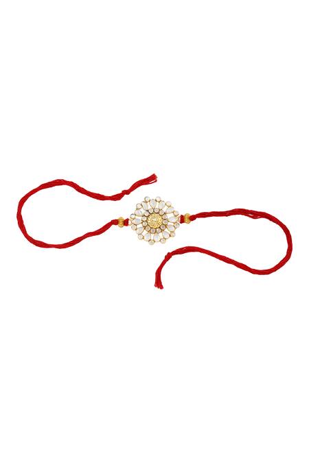Sangeeta Boochra Gold Gemstones Bloom Silver Rakhi Online at Aza Fashions Sangeeta Boochra_Gold Gemstones Bloom Silver Rakhi _Online_at_Aza_Fashions