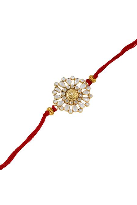 Buy Sangeeta Boochra Gold Gemstones Bloom Silver Rakhi Online at Aza Fashions Buy_Sangeeta Boochra_Gold Gemstones Bloom Silver Rakhi _Online_at_Aza_Fashions