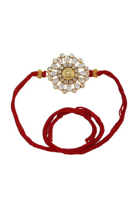 Sangeeta Boochra Golden Bloom Silver Rakhi 