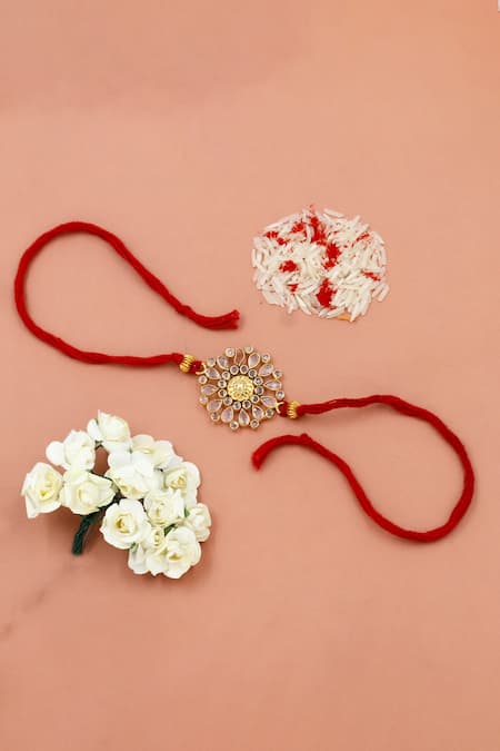 Sangeeta Boochra Golden Bloom Silver Rakhi 
