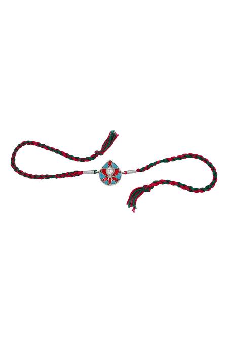 Sangeeta Boochra_Silver Gemstones Teardrop Treasure Rakhi _Online_at_Aza_Fashions