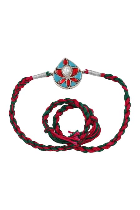 Sangeeta Boochra Teardrop Treasure Silver Rakhi 