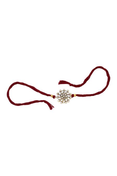 Sangeeta Boochra_Gold Gemstones, Beads Royal Radiance Silver Rakhi _Online_at_Aza_Fashions