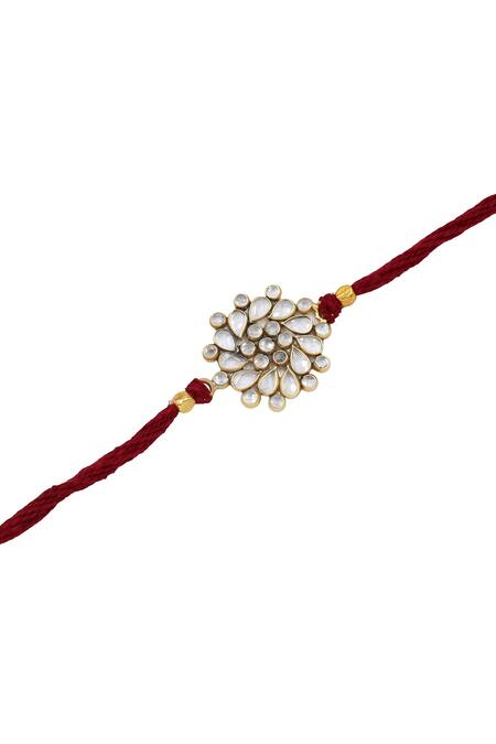 Buy_Sangeeta Boochra_Gold Gemstones, Beads Royal Radiance Silver Rakhi _Online_at_Aza_Fashions