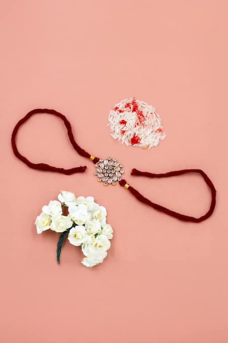 Sangeeta Boochra Gold Gemstones, Beads Royal Radiance Silver Rakhi 