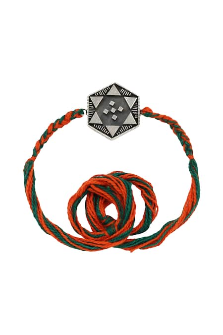 Sangeeta Boochra Tribal Hexa Silver Rakhi 