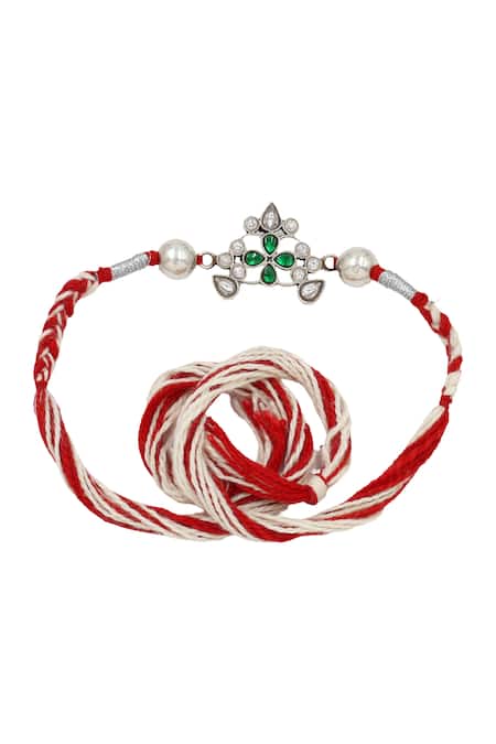 Sangeeta Boochra Heritage Blossom Silver Rakhi 