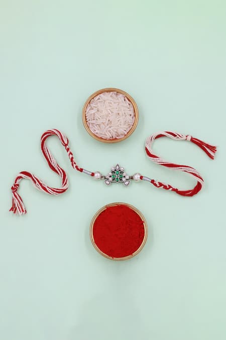 Sangeeta Boochra Heritage Blossom Silver Rakhi 