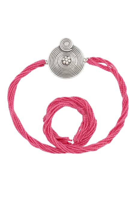 Sangeeta Boochra Circle Silver Rakhi 