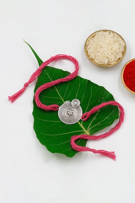 Sangeeta Boochra Circle Silver Rakhi 