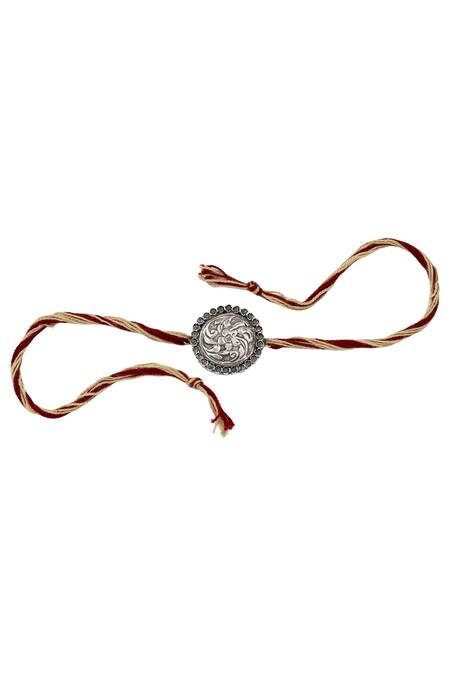 Sangeeta Boochra Silver Royal Flora Rakhi Online at Aza Fashions Sangeeta Boochra_Silver Royal Flora Rakhi _Online_at_Aza_Fashions