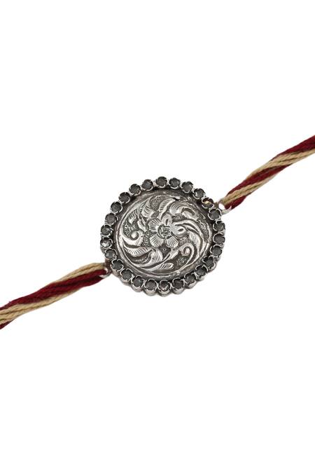 Buy Sangeeta Boochra Silver Royal Flora Rakhi Online at Aza Fashions Buy_Sangeeta Boochra_Silver Royal Flora Rakhi _Online_at_Aza_Fashions