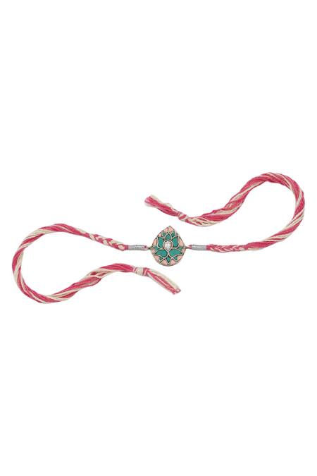 Buy_Sangeeta Boochra_Silver Beads Lotus Grace Rakhi _Online_at_Aza_Fashions