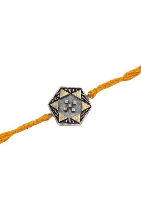 Buy_Sangeeta Boochra_Silver Guardian Geometry Rakhi _Online_at_Aza_Fashions