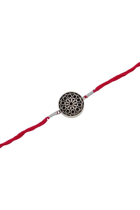 Sangeeta Boochra_Silver Embroidery Eternal Harmony Rakhi _Online_at_Aza_Fashions