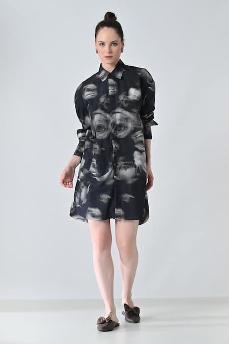 Samant Chauhan Blur Rose Print Shirt 