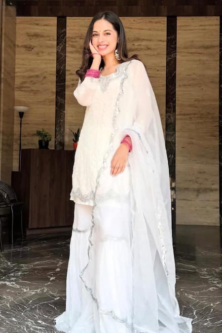 Label Aishwaryrika Chikankari Georgette Kurta Set 