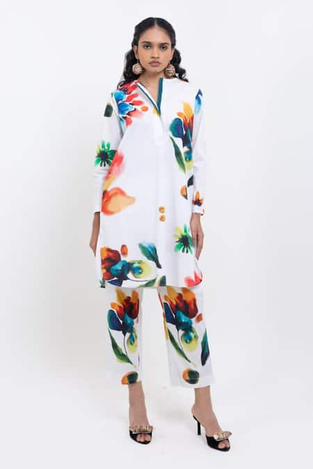 Pop Sugar Hand Printed Floral Kurta & Pant Set 