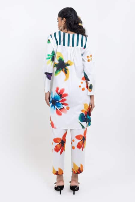 Pop Sugar Hand Printed Floral Kurta & Pant Set 