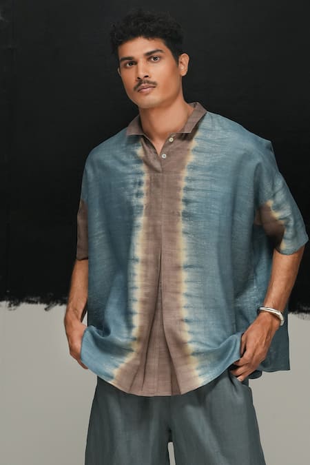 Buy Urvashi Kaur Blue Silk, Tussar Designer Tie Dye T-shirt Online at Aza Fashions Buy_Urvashi Kaur_Blue Silk, Tussar Designer Tie Dye T-shirt _Online_at_Aza_Fashions