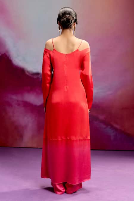 Kavitha Gutta Orange & Pink Satin Kurta Set 