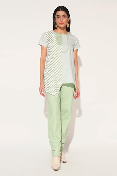 Linetribe_ Green Cotton Round Neck Designer Callisto Set 
