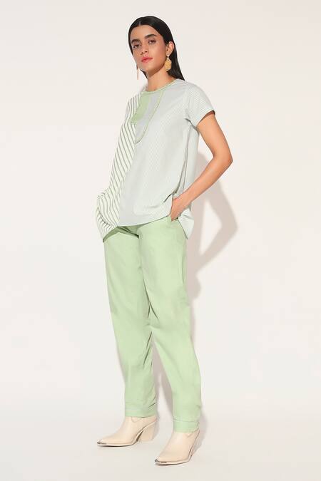 Linetribe_Green Cotton Round Neck Designer Callisto Set _Online_at_Aza_Fashions