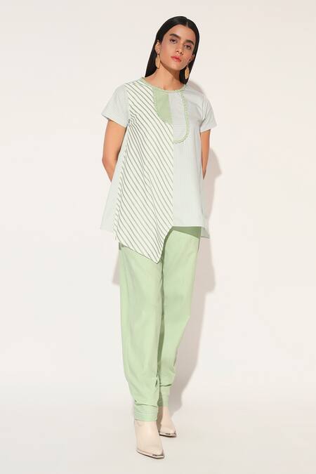 Buy_Linetribe_Green Cotton Round Neck Designer Callisto Set _Online_at_Aza_Fashions