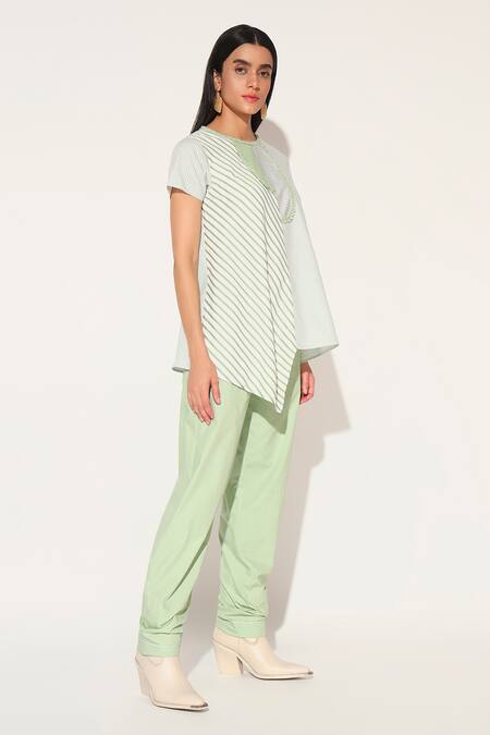 Shop_Linetribe_Green Cotton Round Neck Designer Callisto Set _Online_at_Aza_Fashions