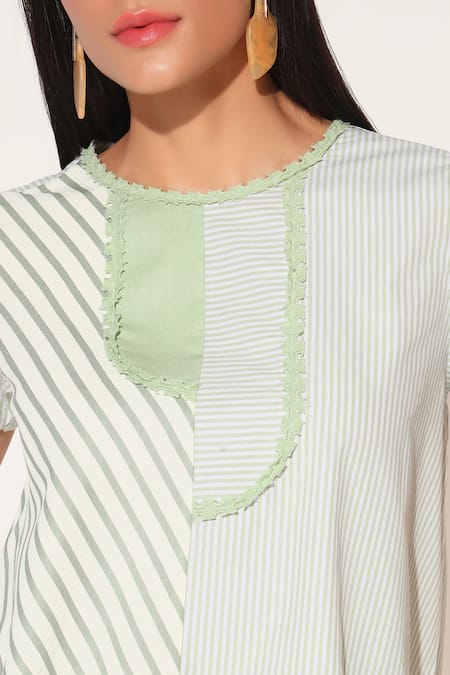 Linetribe_Green Cotton Round Neck Designer Callisto Set _at_Aza_Fashions