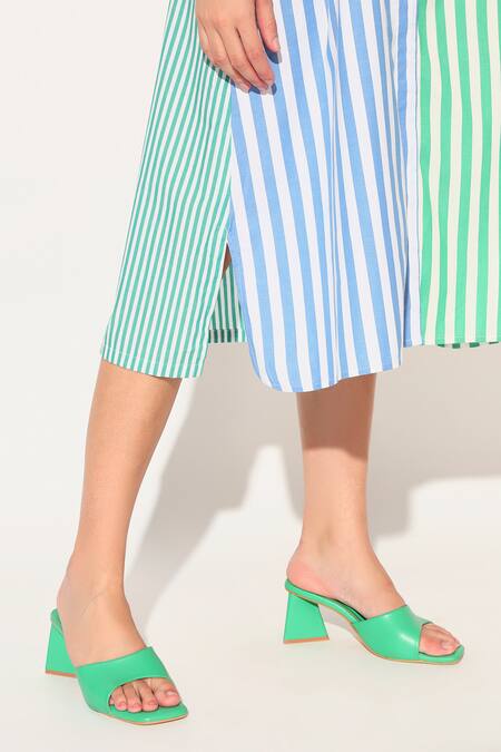 Linetribe_ Blue Cotton Collared Striped Rhea Dress at Aza Fashions Linetribe__Blue Cotton Collared Striped Rhea Dress _at_Aza_Fashions