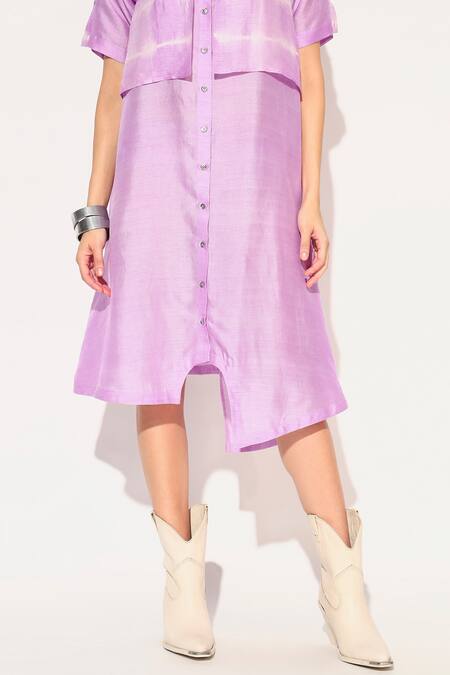 Linetribe_ Lavender High Neck Pink Raw Silk Auralis Dress Online at Aza Fashions Linetribe__Lavender High Neck Pink Raw Silk Auralis Dress _Online_at_Aza_Fashions