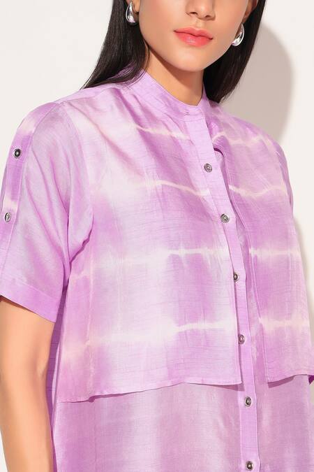 Buy Linetribe_ Lavender High Neck Pink Raw Silk Auralis Dress Buy_Linetribe__Lavender High Neck Pink Raw Silk Auralis Dress