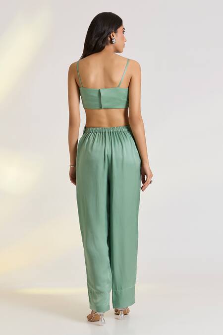 Ewoke Green Organza, Georgette, Satin Embroidery Scoop Neck Vire Hand Kurta Set Online at Aza Fashions Ewoke_Green Organza, Georgette, Satin Embroidery Scoop Neck Vire Hand Kurta Set _Online_at_Aza_Fashions