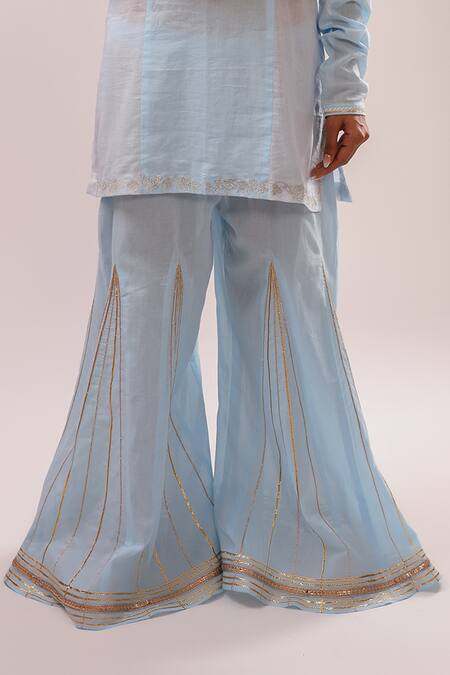 Kalakari By Akanksha Blue Cotton, Kota Doria Embroidery Round Neck Designer Kurta Set at Aza Fashions Kalakari By Akanksha_Blue Cotton, Kota Doria Embroidery Round Neck Designer Kurta Set _at_Aza_Fashions