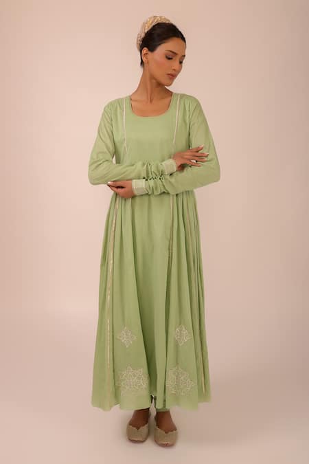 Buy Kalakari By Akanksha Olive Green Cotton, Kota Doria Embroidery Round Neck Designer Kurta Set Online at Aza Fashions Buy_Kalakari By Akanksha_Olive Green Cotton, Kota Doria Embroidery Round Neck Designer Kurta Set _Online_at_Aza_Fashions